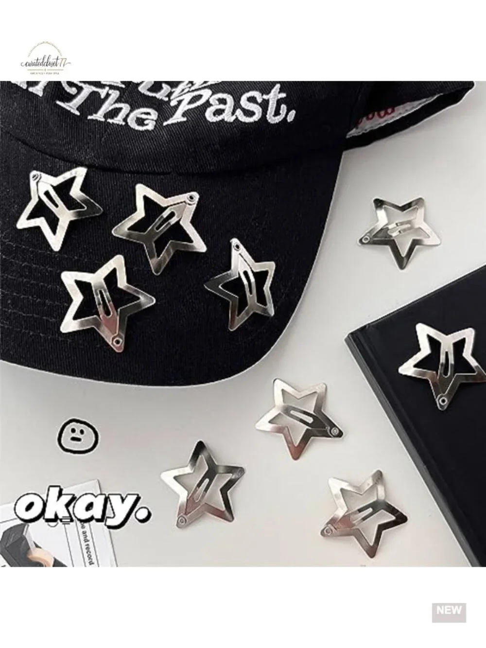 15 Pcs Silver Metal Snap Hair Clips Star Barrettes Non Slip Y2K Hair Accessories